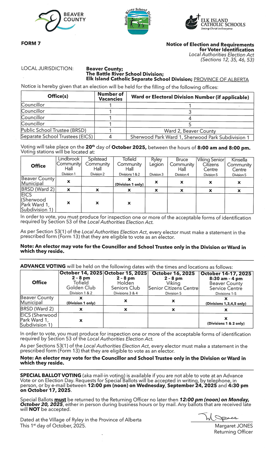 Form 7 - Notice of Election